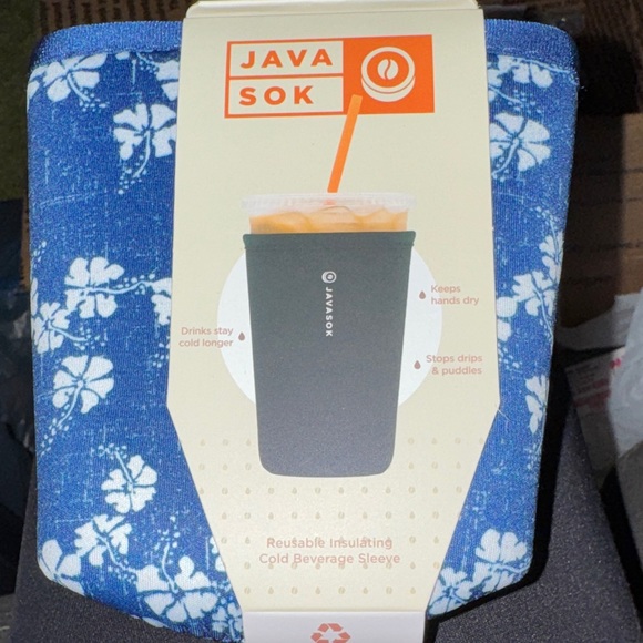 javasok Other - Blue Floral Reusable Insulating Beverage Sleeve